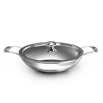 DELICI DTKP 24 Tri-Ply Stainless Steel Kadai Pan with Premium SS Handle