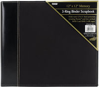 Pioneer 12 Inch by 12 Inch 3-Ring Faux Suede Cover Scrapbook Binder, Black