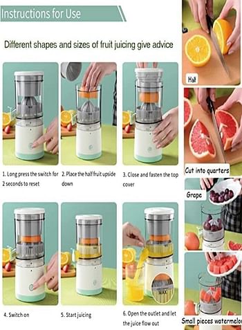 Electric Citrus Juicer Hands-Free Portable USB Charging Cordless Fruit Juicer