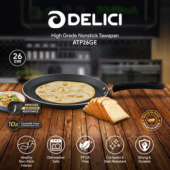 DELICI ATP26GE Dark spatter Coating Aluminium Non-Stick Tawa Pan