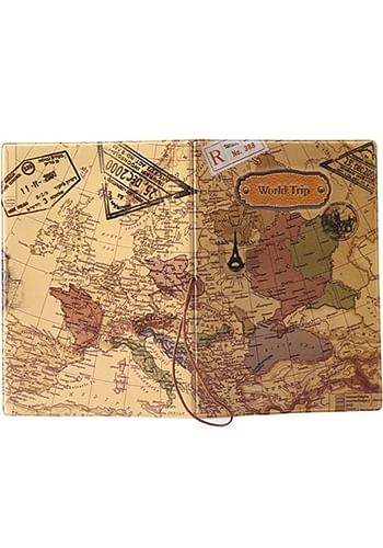 2 Pcs Combo World Trip Passport Cover | Ticket & Documents Holder - Brown & Pink