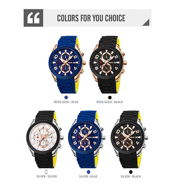 SKMEI 9269 Jam Tangan Chain Quartz Watches for Men 3ATM Waterproof Multifunction Wrist Watch S/Blue