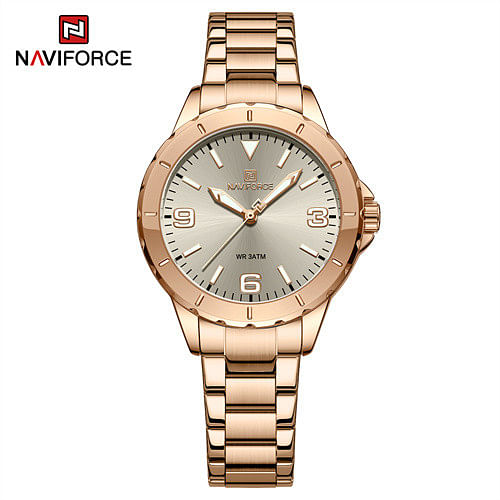 NAVIFORCE NF5022 Rose Gold Female Quartz Small Dial Luminous Luxury Wrist Watch  RG/GY/RG