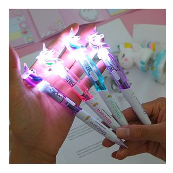 6 Pcs Unicorn LED Party Theme Ball Pen Set For Children | Collectable Toy & Perfect Gift | Amazing 3D Prints