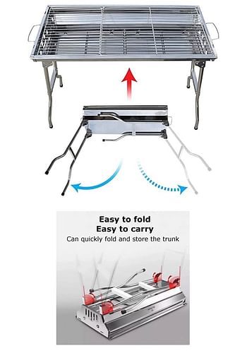 6 Pcs Portable Stainless Steel Barbecue Folding Outdoor Charcoal Grill, Perfect for Camping, Picnic, and Easier to Carry