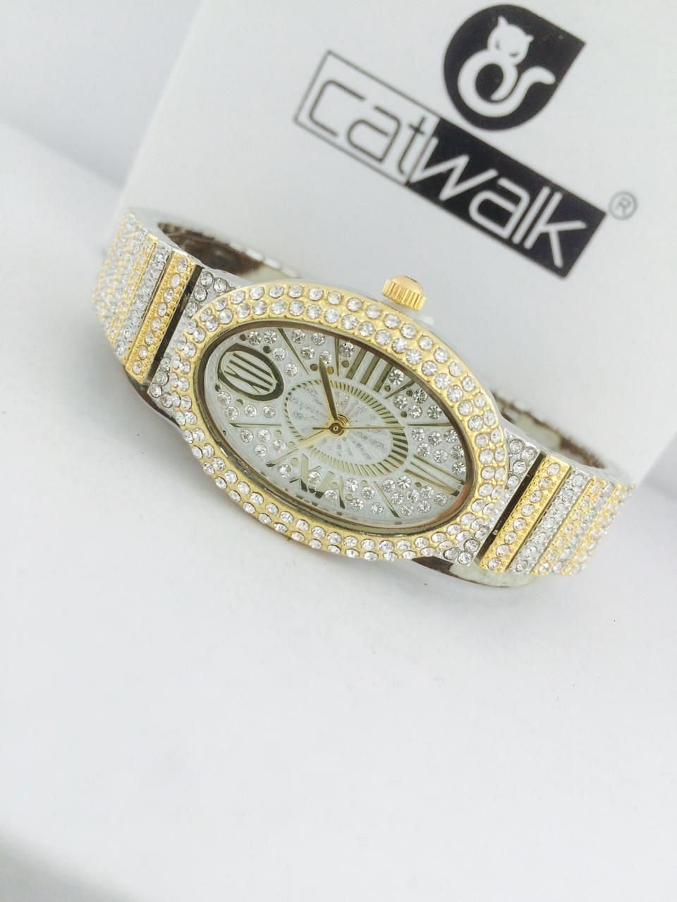 Catwalk CW2022/7 Fashionable Cz Stone Covered Analog Stainless Steel Silver Dial Watch for Women  with Gift Box- Assorted Color