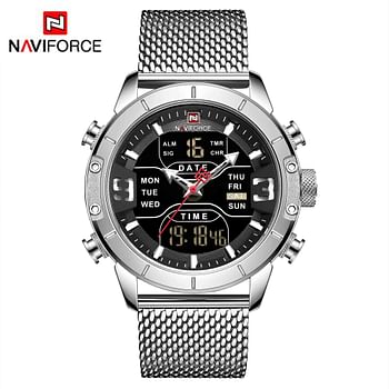 Men's Water Resistant Analog & Digital Watch NF9153S - 45 mm - Silver
