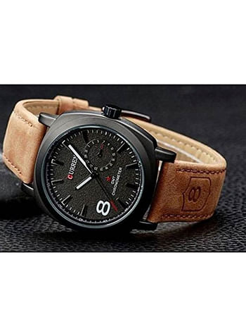 Curren 8139 Analog Leather Strap Wrist Watch