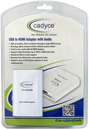 Cadyce USB to HDMI with Audio Support 1080p (Full HD) (CA-U2HDMI)