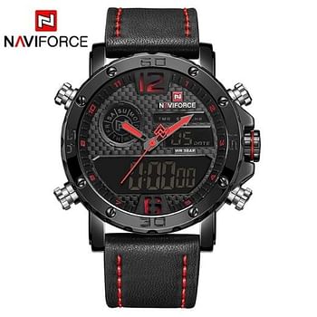 Naviforce Men's Black Dial Genuine Leather Analogue Classic Watch - NF9134-BRB