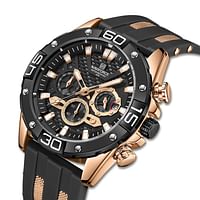 NAVIFORCE NEW NF8019T Waterproof Silicone Strap Watch Men's Sport Multifunction Quartz Analog Fashion Watch - RG/B/B
