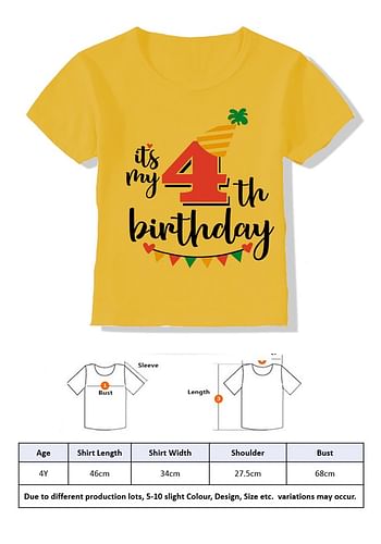 Its My 4th Birthday Party Boys and Girls Costume Tshirt Memorable Gift Idea Amazing Photoshoot Prop  - Yellow