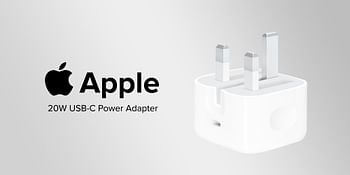 Apple 20W USB-C Power Adapter, 3 Pin, White | MHJF3ZE/A / MHJF3B/A