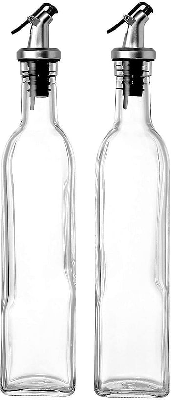 Royal Mark Glass Oil Bottle and Vinegar Pouring Dispenser, Pack of 2) (500ml)