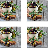 Cosy kitchen decorative coaster set of 2 for coffe mugs or cold drinks (9x9cm each)