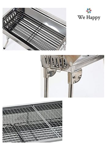 6 Pcs Portable Stainless Steel Barbecue Folding Outdoor Charcoal Grill, Perfect for Camping, Picnic, and Easier to Carry