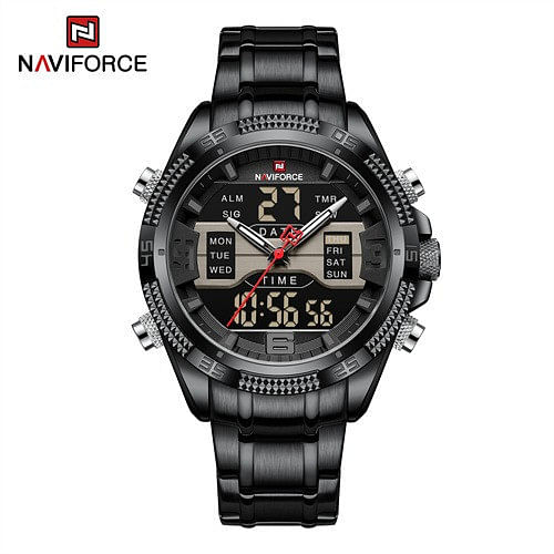 NAVIFORCE NF9201 Men Sport Military Luminous Digital Quartz Luxury Gold 3ATM Waterproof Wrist watch BB