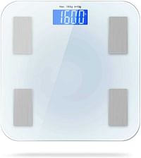 Adoric Bluetooth Body Fat Scale Digital Backlit Display Precise Measurements for Weight Bone Water Muscle Fat Visceral fat BMI and Metabolism with Smartphone App White