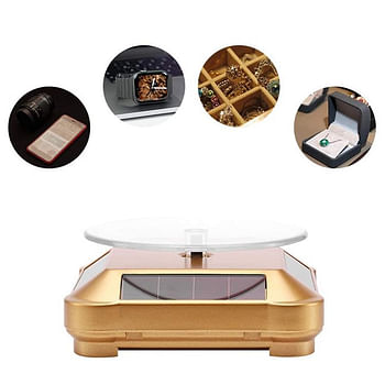 360° Solar Powered Rotating Turntable | Jwellery, Cellphone & Watch Display Stand | Gold