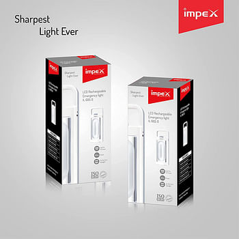 Impex  1200 mAh 5.2W Rechargeable LED Emergency Light with Emergency Function/High Bright LED/Space Handle, White