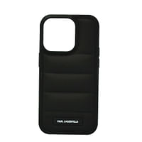 Karl Lagerfeld Nylon Puffy Elongated Logo Hard Case For Iphone 14 Pro Black