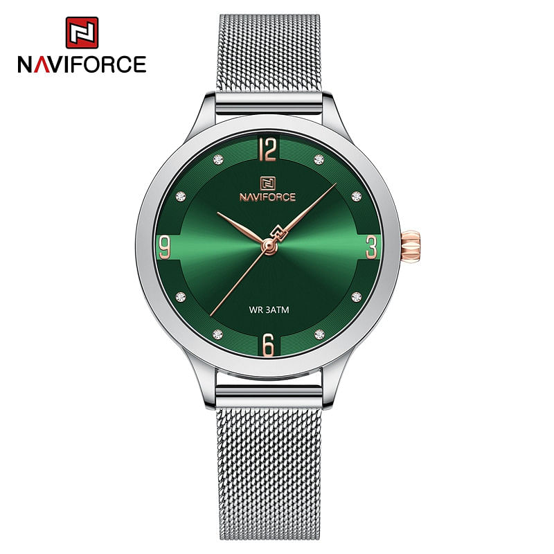 NAVIFORCE NF5023 Rose Gold Diamond Watch For Women Luxury Crystal Quartz Analog S/GN