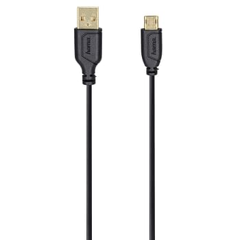 Hama Flexi-Slim Micro Usb Cable Gold-Plated Twist-Proof Black 0.75 M- 135700