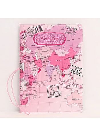 World Trip Passport Cover | Ticket & Documents Holder | Travel Wallet - Pink