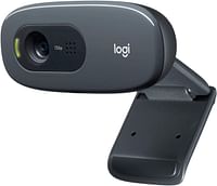 Logitech C270 Hd Webcam, Hd 720P/30Fps, Widescreen Hd Video Calling, Hd Light Correction, Noise Reducing Mic, For Skype, Facetime, Hangouts, Webex, Pc/Mac/Laptop/Macbook/Tablet Grey, Black