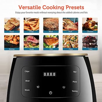 Cyber Air Fryer 6L, Electric Hot Air Fryers Oil less Cooker with 10 Presets, Digital LCD Touch Screen, Nonstick Basket, 2400W