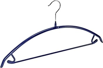 WENKO Universal hangers Combi 42 - set of 2 clothes hangers, bar, skirt notches, pivoted hook, with anti-slip coating, Chrome plated metal, 42 x 21.5 x 1.2 cm, Silver shiny