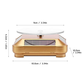 360° Solar Powered Rotating Turntable | Jwellery, Cellphone & Watch Display Stand | Gold