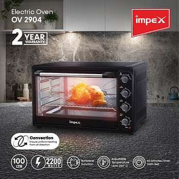 Impex OV 2904 100 Litre 2200-Watt Electric Oven with Rotisserie function