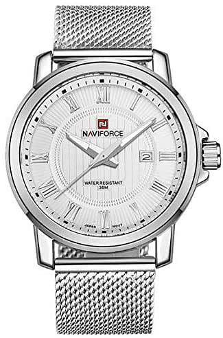 Naviforce Casual Watch For Men Analog Stainless Steel Silver - NF9052M