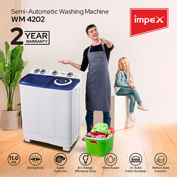 Impex WM 4202 11.0 Kg  Semi-Automatic Washing Machine with Soak Function