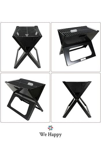 We Happy Portable Outdoor Barbecue X Type Charcoal Grill | Foldable & Easy to Use