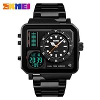 Skmei 1392 Mens Watches Waterproof Fashion Casual Clock Male Digital Quartz Watch Men Stainless Steel Strap Luxury Watch - Black