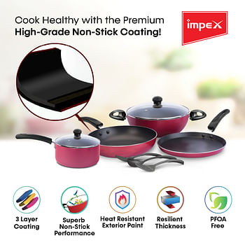 Impex KUK 9 9Pcs Nonstick Cookware Set with High-Grade Non-Stick Coating