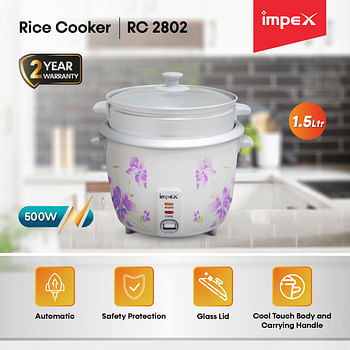 Impex RC 2802 1.5 Litre 500 W Electric Rice Cooker with Automatic Cooking