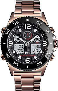 SKMEI Men Sport Watches Fahsion Stopwatch Alarm Dual Display Waterproof Digital Watch For Man 1538 RG -Black