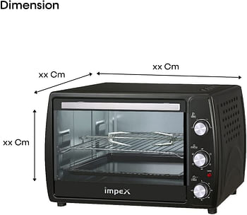 Impex  1800W 45 Litre Oven Toaster Grill (OTG) with Convection and Rotisserie Function 100-250 Temperature setting, Black