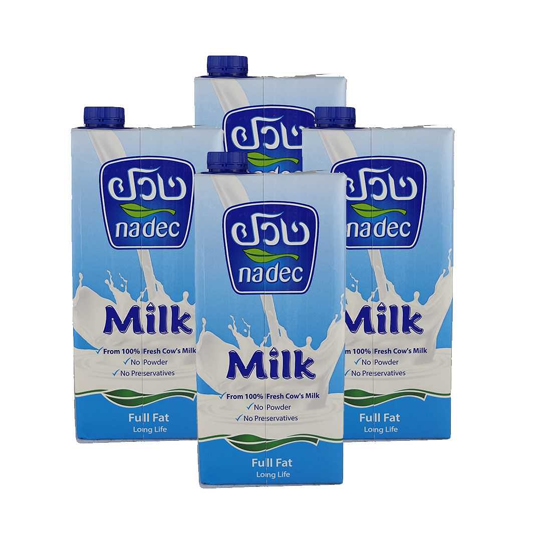 Nadec Full Fat Long Life Milk 1L (Pack of 4)