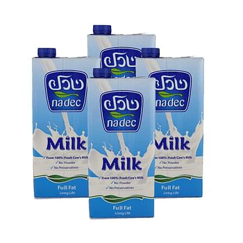 Nadec Full Fat Long Life Milk 1L (Pack of 4)