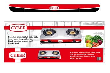 Cyber 2-Burner Gas Cooker - Attractive Design, Gas Range 2-Burner Stove Cooktop, Auto Ignition,
