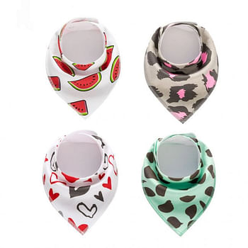 Bandana Bibs Organic 100% Cotton 4 sets / pack - Love and Watermelon