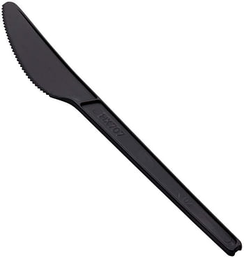 Restaurantware RWP0474B Plastic Knife - 6.5" - CPLA - Heat-Resistant - Compostable - Disposable - 250ct Box - Basic Nature , Black