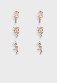 Aldo Fearia Pierced Earrings Set of 3 Rose Gold-Silver