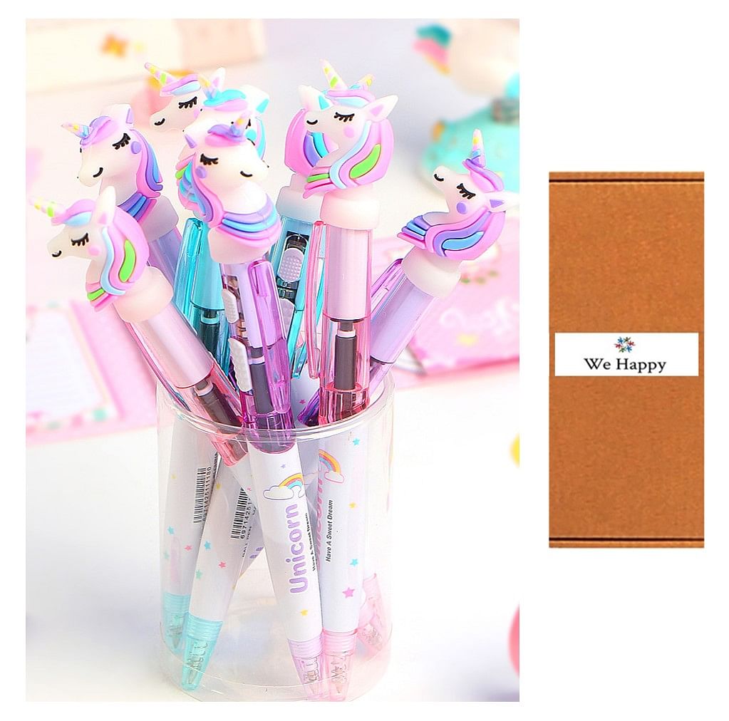 6 Pcs Unicorn LED Party Theme Ball Pen Set For Children | Collectable Toy & Perfect Gift | Amazing 3D Prints