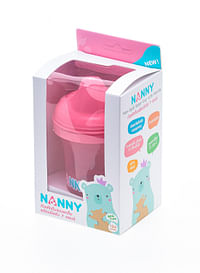 Nanny non-spill sippy cup with handle pink