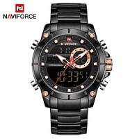 Naviforce Men's Black Dial Stainless Steel Analogue Classic Watch - NF9163-BB